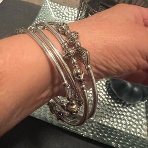Silver Spiral Bangle Bracelets